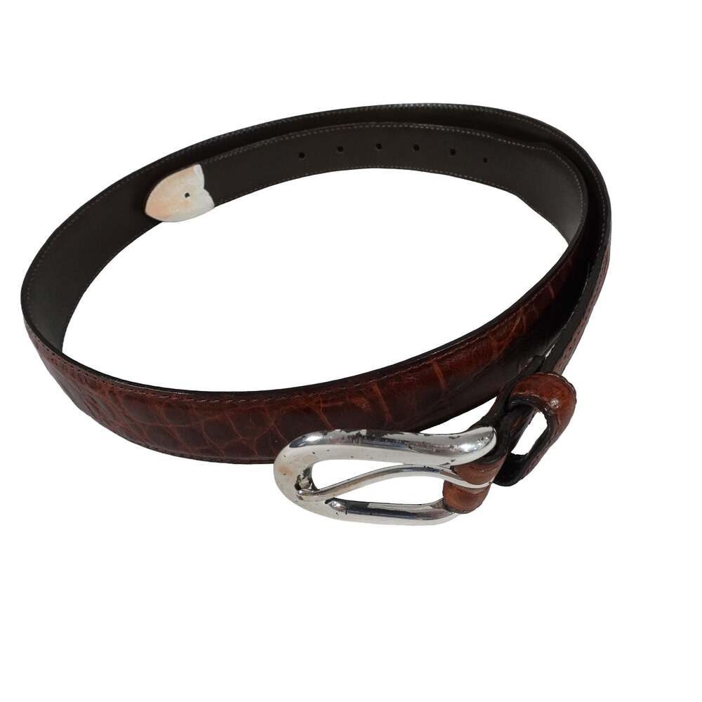 Alligator Belt Steerhid Split Cowhid Lined Brass Made in USA 90132 Men's Size 38